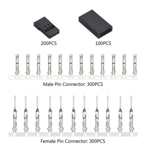 900 Piece Universal Servo Cable Connector Kit With Male And Female Crimp Pins 2.54mm Pitch Compatible With JR Hitec