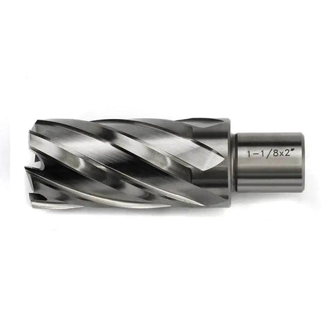 One And One Eighth Inch Annular Cutter For Magnetic Drill Press With Two Inch Cutting Depth, Three Quarter Inch Weldon Shank And Two Flat, Pilot Pin For Precise Holes, Drills Faster Than Regular Bits, Ideal For Steel And Stainless By Oscarbide.