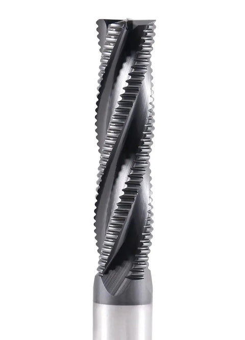 Half Inch TiAlN Cobalt Roughing End Mill M42 8 Percent Cobalt With Half Inch Shank And Two Inch Flute Length Four Flute Coarse Tooth