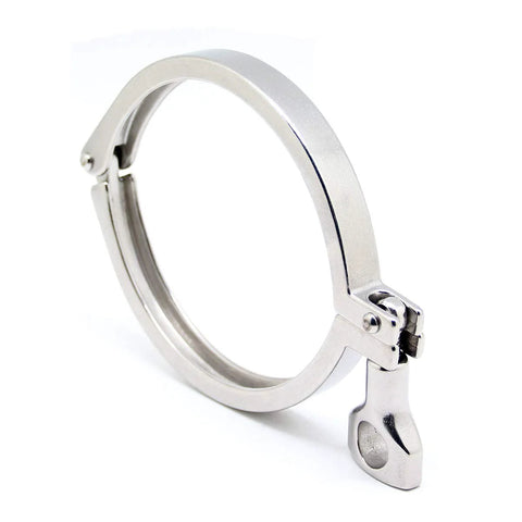 Stainless steel 4-inch tri-clamp with wing nut, single-pin ferrule clamp