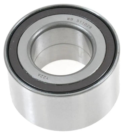 Close-up of a metal wheel bearing for Honda CR-V 2002-2006, part of the Rear Wheel Bearing Set For 2002-2006 Honda CR-V - Bolt-On No-Fuss OE Replacement Direct Fit, Includes Both Rear Bearings, Driver And Passenger Side, Easy Install, Long-Lasting Durability.