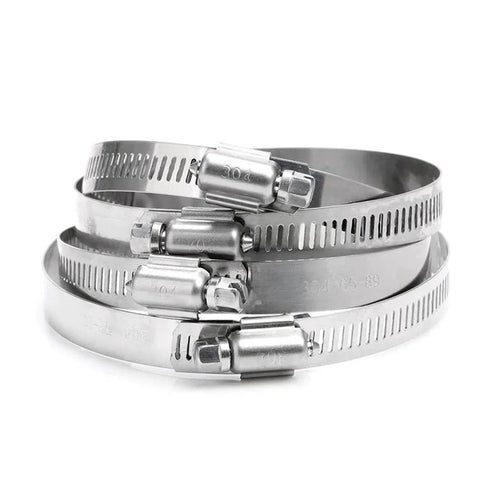10 Pcs 304 Stainless Steel Adjustable Hose Clamps Set For Automotive And Industrial Use Durable Worm Drive Pipe Clips Salt Resistant Waterproof Oil Proof Flexible Size Range From 8mm To 152mm Ideal For Securing Hoses In Engine Bay And Radiator Lines