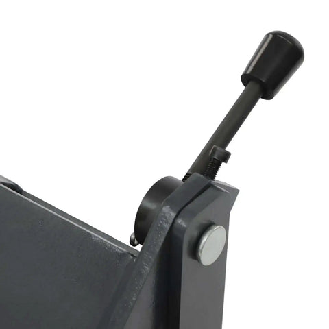 Close-up of 24-Inch Sheet Metal Hand Brake For 20 Gauge Mild Steel with handle and removable fingers for custom folds