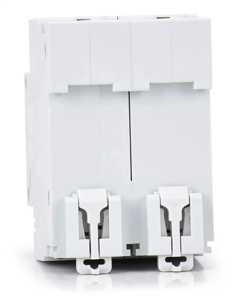 Front view of Beefy Heavy Duty 2 Pole 125A DC Circuit Breaker 12V to 110V DC Thermal Magnetic Trip DIN Rail Mount High Current Battery Protector
