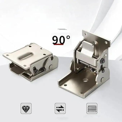 90 Degrees Self Locking Folding Hinge Anti Corrosion Invisible Connector For Folding Tables And Furniture with space-saving design shown