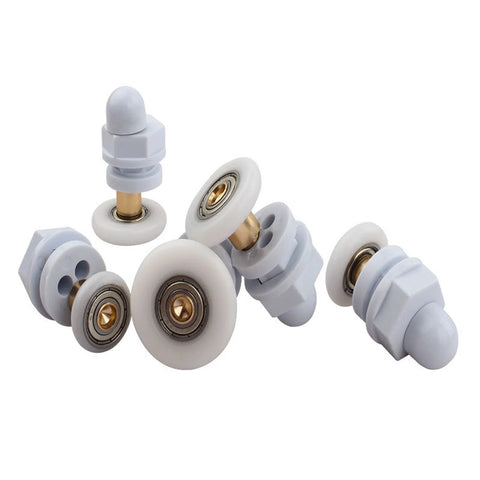 4PCS 29mm shower door rollers replacement with copper rod pulley, nylon runners and stainless steel hardware