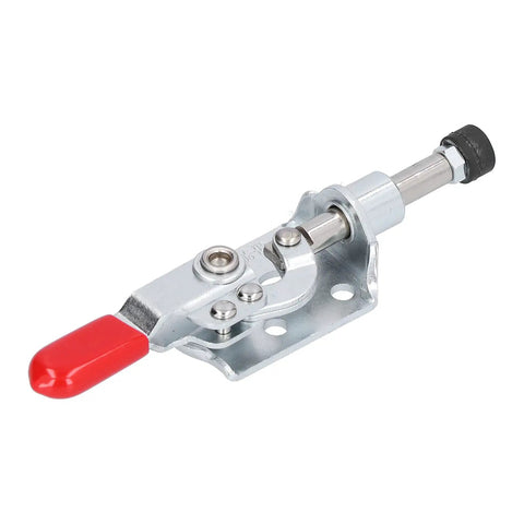 Beefy Push Pull Toggle Clamp Quick Release With 40kg Holding Capacity for Woodworking Jigs, Stainless Steel and Plastic, Front View
