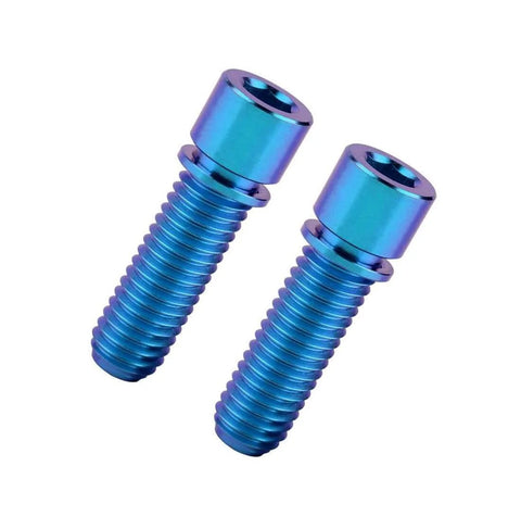 Two Blue Titanium M8x25mm Bolt With Washer For BMX Bike Stem Six Pack, Lightweight Anti Corrosion TC4 Titanium Alloy Hex Bolts