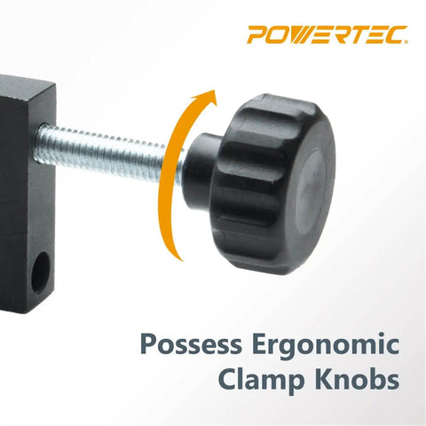 Close-up of a clamp knob from Four Piece Universal Fence Clamps for Woodworking, Quick Mounting on Table Saws, Miter Saws.