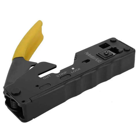 3 In 1 Network Wire Crimping Tool With Cutter And Stripper Adjustable Crimp Modes For CAT5 CAT6 CAT7 Ethernet Black with Yellow Handle