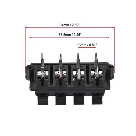 Two Row Eight Way Spring Speaker Terminal Clip Push Release Connector For Diy Audio Wiring Eight Pin 50V 3A Rating Red And Black Polarity Fits AWG 24 To 16 Cables Eight Position Strip Block WP8 03 with size dimensions