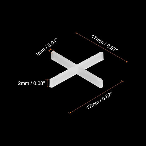 1200 Pcs Cross Shape Tile Spacers 1mm Gap For Ceramic Tile Installation White Durable PP Plastic Tiling Tools Diagram