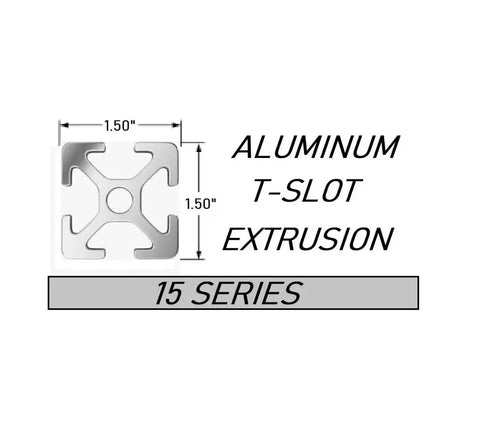 Diagram of 15 Series Aluminum T-Slot Extrusion, showing 1.50-inch dimensions for Drop-In T-Nut With Spring Ball Self Aligning 1/4-20 Tap