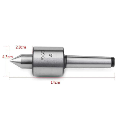 Mt2 Precision Rotary Live Center For Lathe With Smooth Taper And Ultra Balanced Design Ideal For Medium Speed And Medium Load Metalworking Dust Proof Seal Keeps Bearings Clean Built From T10 Steel And 40Cr Steel For Durability shown in profile view with measurements