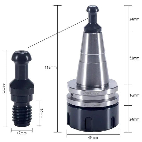 High Speed ISO30 ER32 45L Balance Collet Chuck for CNC Tool Holder G2.5 30000RPM, shown with clamp fork claw dimensions