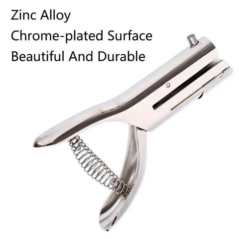 Beast Mode Heavy Duty Single Hole Punch Tool For Paper Card Wood Plastic Bags And Thin Metal with Deep Feed Slot, chrome finish side view