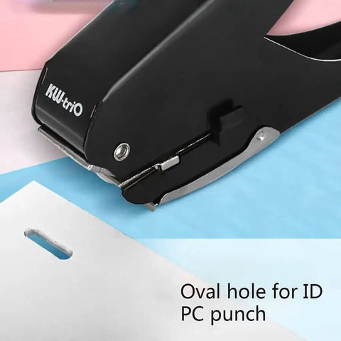 Oval Hole Puncher For Office Use 10 Sheet Capacity Adjustable Paper Depth Heavy Duty Metal Body With Positioning Scale Built In Storage Bin