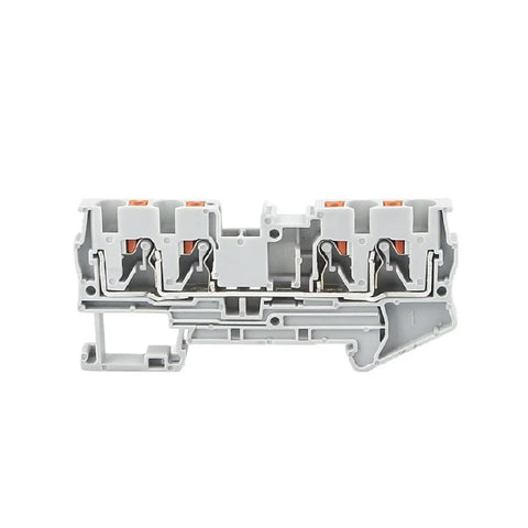 10 Pack DIN Rail Terminal Block PT4 Quattro 4 Conductor Push In Spring Clamp 32A 800V PA66 V0 Industrial Electrical Connectors Gray
