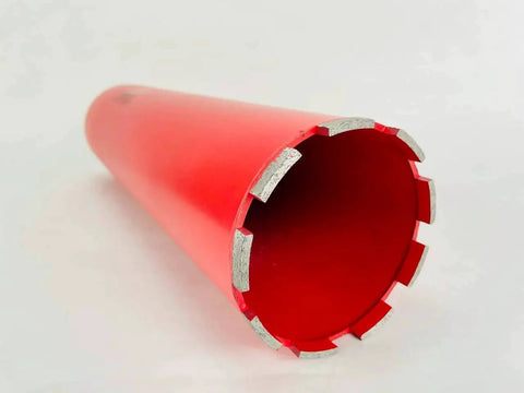 Front view of a 4.5 Inch Diamond Wet Core Drill Bit With One And Quarter Inch Threaded Connection For Concrete Rebar Asphalt Brick Rock