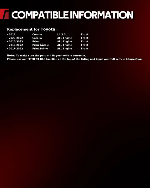 Front Wheel Bearing Hub Assembly 2 Pack For Toyota Corolla 2019-2022 And Prius 2016-2022 Including Prius Prime And Prius AWD E