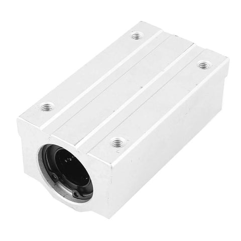 Silver tone 20Mm Linear Motion Ball Bearing Slide Bushing with 95x55x40Mm body, 70x40Mm mounting pattern, for precision guide rails.