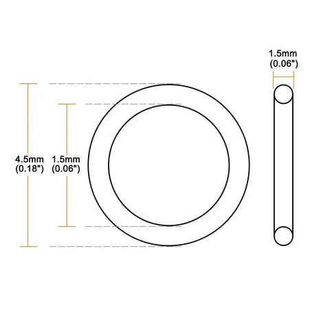 Diagram of Red Silicone O Ring Set 4.5Mm Od 1.5Mm Id 1.5Mm Width VMQ Seal Gasket Pack Of 30 For Travel Mugs And Small Gadgets High Temp Resistant Leak Prevention