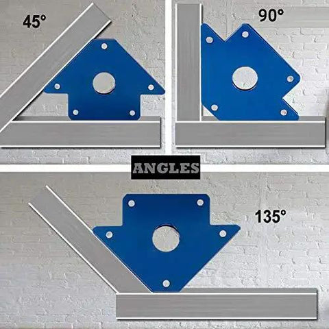 Heavy Duty Arrow Welding Magnet Holder Set Four Pack With 50 Lbs Capacity Magnetic Welding Clamps For MIG Soldering And Metalworking Angled Jigs At 45 90 And 135 Degrees For Hands Free Welds In The Workshop