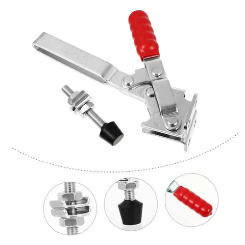 2 Pack Welding Toggle Clamps Quick Release Hold Down Clamps For Woodworking And Metalworking Secure Locking Fixture Clamps, red handle