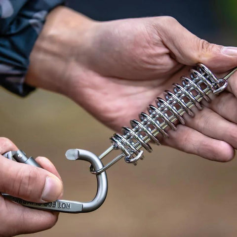 Doucdoft 10pcs tent spring buckle set in stainless steel with carabiner clip for awnings and tarps