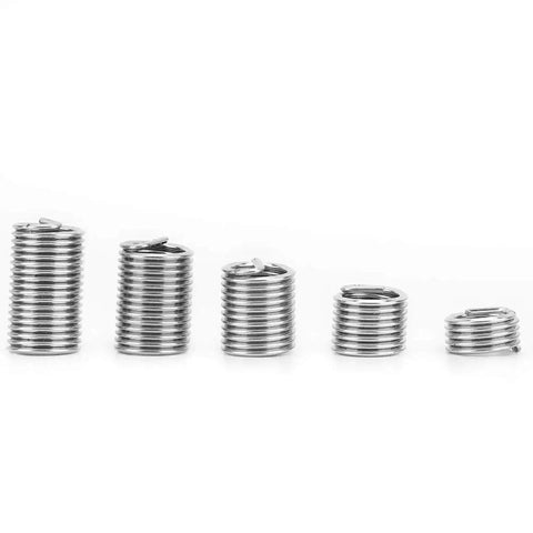 Stainless Steel Coiled Wire Threaded Inserts Kit M7x1 For Repair Of Damaged Threads In Bolt Holes 100Pcs Helicoil Type Screws Sleeve arranged.