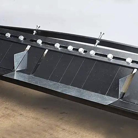 Close-up of MB48B 48 Inch Pan Style Mini Brake, showing 135 degree bends in 22GA galvanized steel for on-site fabrication.