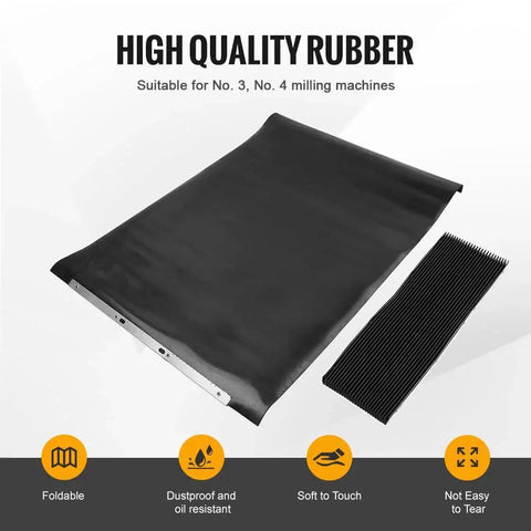 CNC Milling Machine Dust Cover Rubber Guard for Bridgeport Mills Front and Back Accordion Bellows Flexible Covers Black