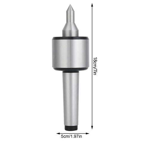Front view of 60 Degree CNC Live Center For Lathe Tailstock With High Accuracy 0.000197 Inch Carbon Steel Built Tough For Lathe Turning And CNC Work Heavy Duty 440 Lb Load One Piece Molding Balanced Revolving Center.