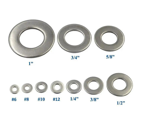 Two Hundred Pcs SAE Flat Washers In 304 Stainless Steel For Fasteners Outer Diameter Seven Sixteenth Inch Inner Diameter 0.193 Inches Thick