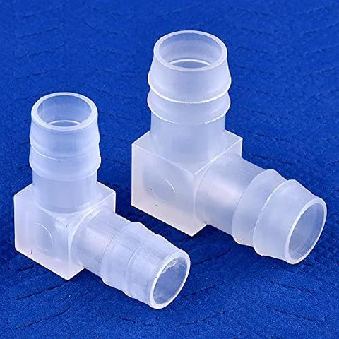 JoyTube clear plastic 1/4 in hose ID 90-degree elbow barb fittings, pair for aquarium or boat tubing