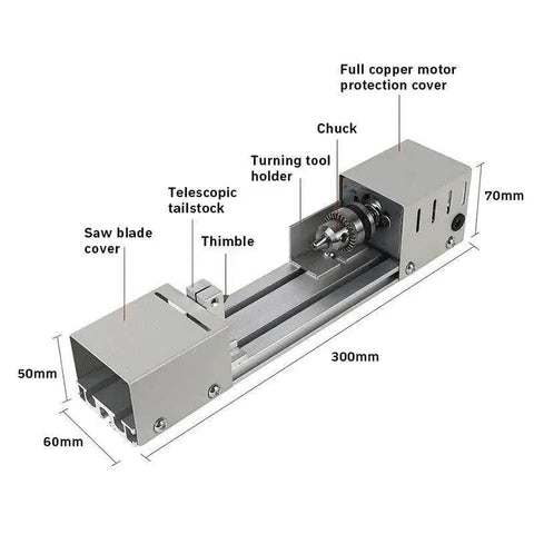 Handy Compact Wood Lathe For DIY Projects In Your Home Workshop Tabletop Mini Lathe For Wood Turning 24V DC 100W 7 Speeds