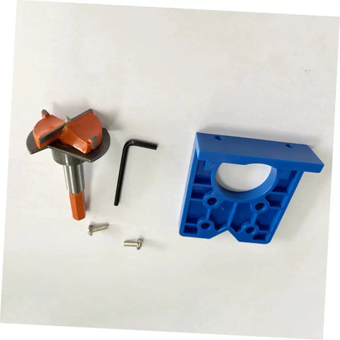 Hinge Boring Drill Bit Set For Fast And Easy Cup Hole Drilling In Woodworking Includes Locking Plate And Positioning Drill For No Mess Concealed Hinge Installation