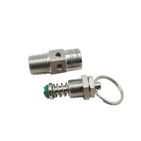 HEZONGSION 1/4 in NPT male adjustable pressure relief valve, SS304 stainless steel, two-piece set