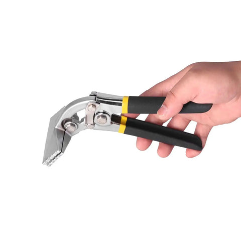 Person holding Alloy Steel Hand Seamer With Folding Pliers And Rubber Grip For Sheet Metal Bending In HVAC Window Design 80mm Bent