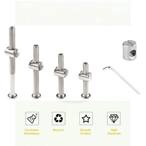 Flat Head Socket M6 Furniture Screws Set With 50 Pieces Of 20mm Screws, 50 M6 Fully Threaded Bolts And 1 Hex Spanner, carbon steel