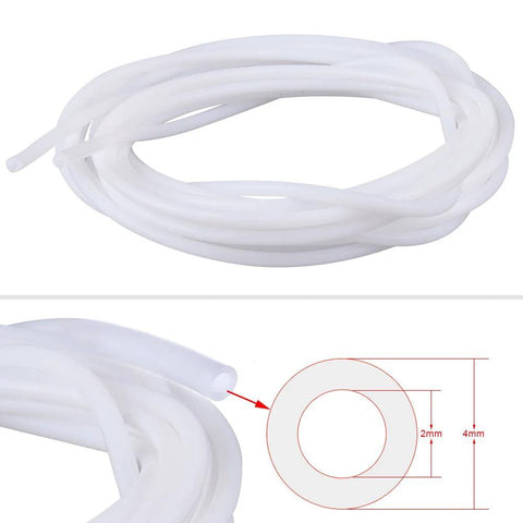 PTFE tubing coil, white Teflon tube for 3D printers; 4mm outer diameter, 2mm inner diameter, 1 m length