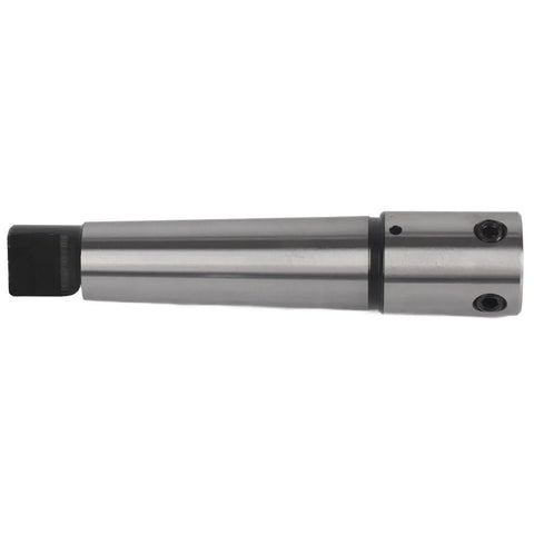 Morse taper drill arbor MT4 to R8, steel, side view with taper shank and locking collar