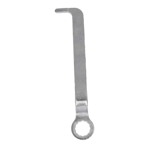 Silver metallic wrench for Pro Grade Double Head Metal Cutter Nibbler, used for quick cuts in metal, plastic, and fiberboard.