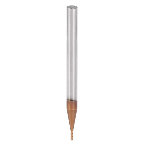 Front view of a single end mill from the Three Piece 4 Flute CNC End Mill Set for Woodworking and Precision Engraving Pro Grade with a 10mm blade length.