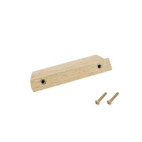 Unfinished Beech Wood Furniture Pulls Set Of 10 Paintable Wooden Cupboard And Drawer Handles, two screws included, front view