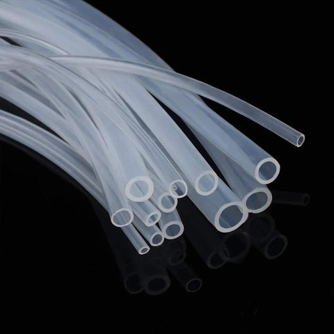 Clear silicone tubing set, 1/4 in ID x 3/8 in OD, 10 ft total, food-grade for home brewing.