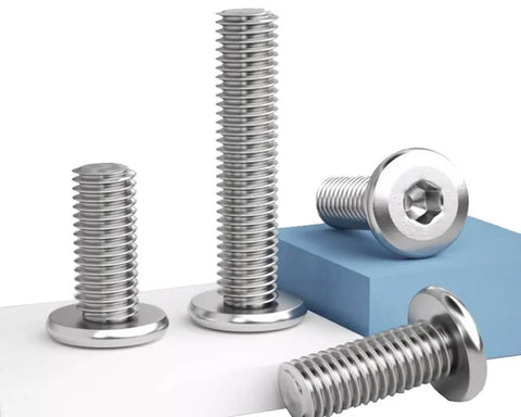 Four Beefy M6 Hex Socket Flat Head Screws 12mm Long With 1mm Pitch 4mm Allen Drive 304 Stainless Steel on display