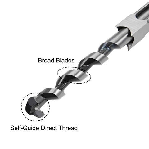Close-up of Square Hole Drill Bit For Woodworking One Half Inch Slotting Flute Diameter 75mm Cutting Depth 205mm Total Length Hollow Chisel