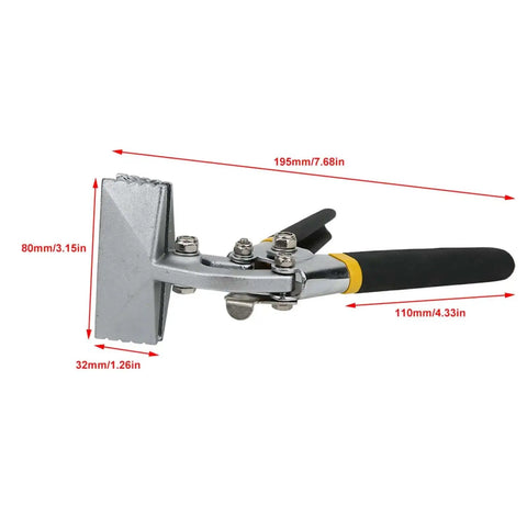 3 Inch Curved Sheet Metal Hand Seamer For Bending Flattening And Straightening Pro Grade Metalworking Pliers with measurement labels