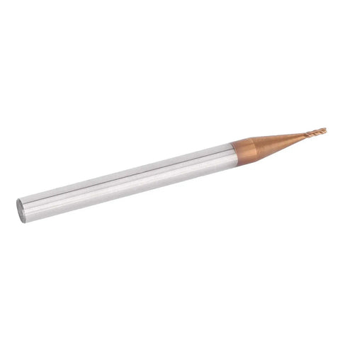 Side view of a single cutter from Three Piece 4 Flute CNC End Mill Set For Woodworking And Precision Engraving Pro Grade Built From Ultra Fine Cemented Carbide